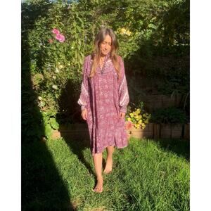 True 1970s Blockprint Made In India Cotton Dress — Authentic Vintage
